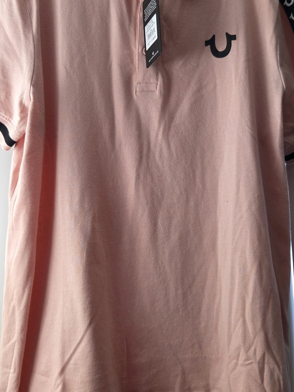 True Religion Pink Polo Shirt with Black Logo